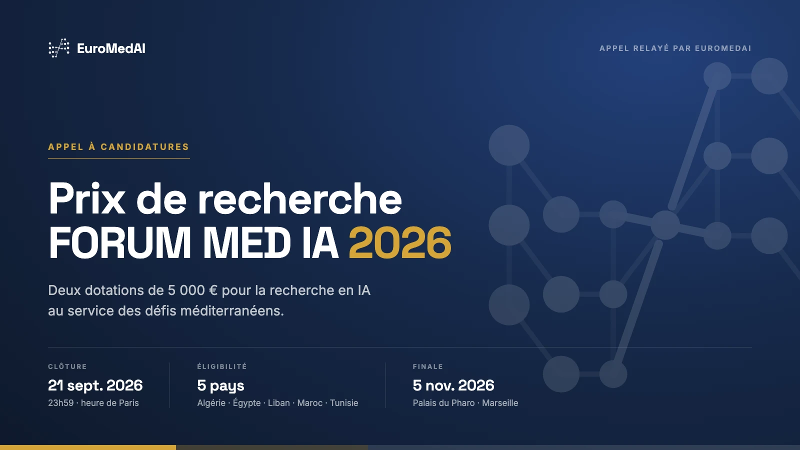 Prix de recherche FORUM MED IA 2026 : appel à candidatures ouvert