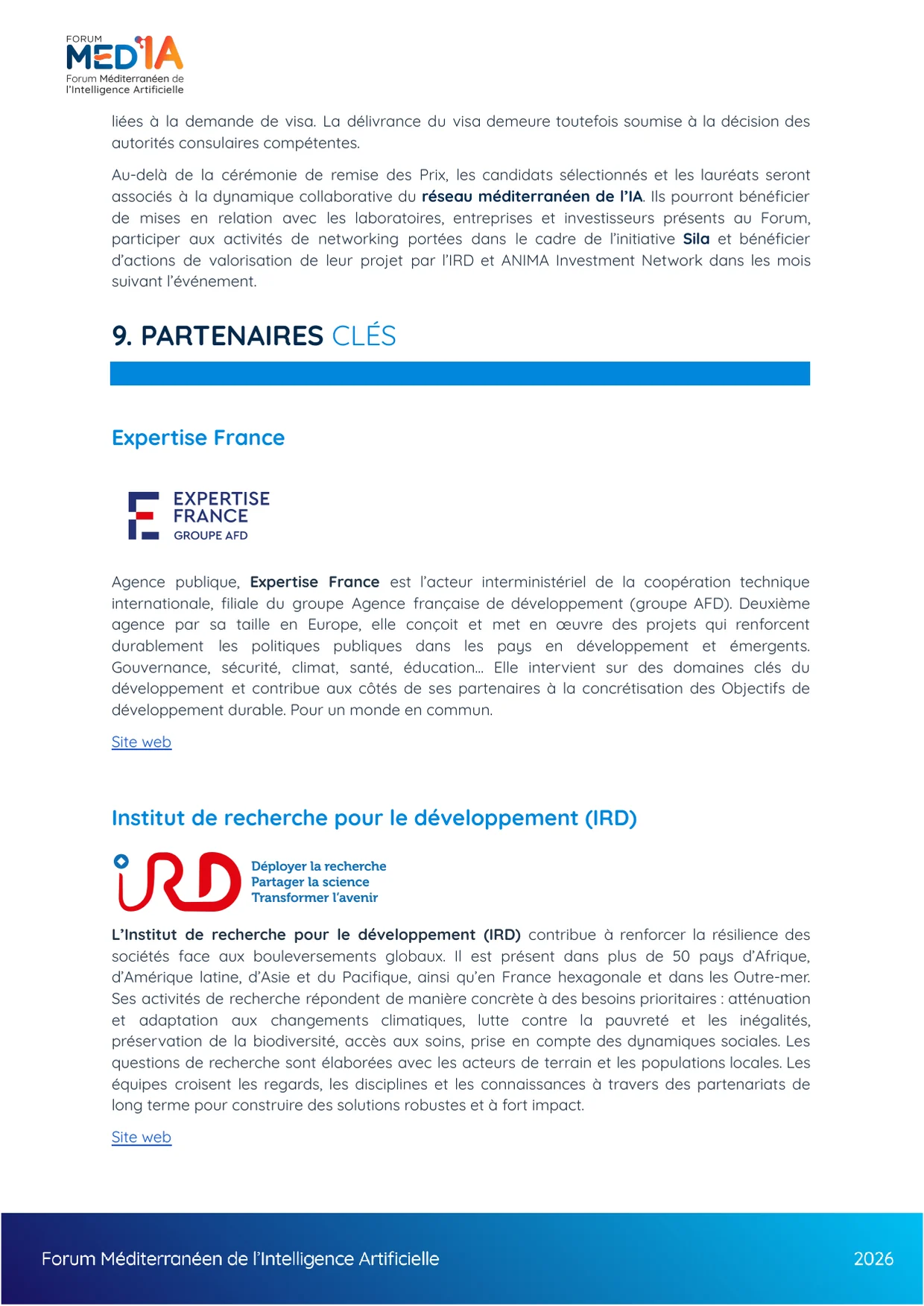 Practical information for selected candidates and key partners