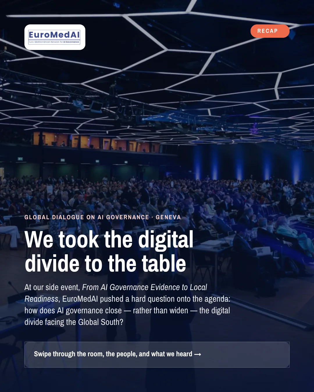 EuroMedAI recap slide saying we took the digital divide to the table