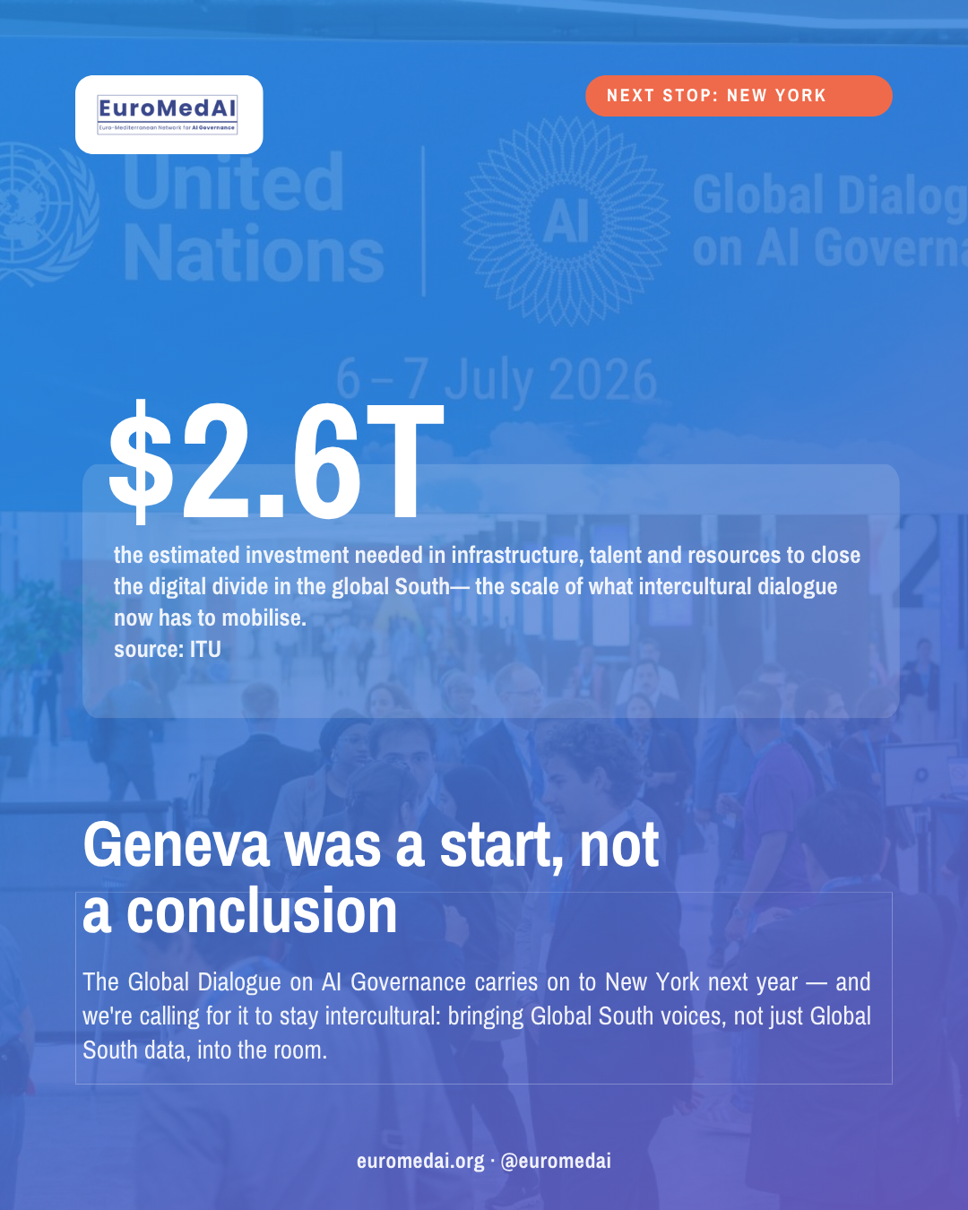 EuroMedAI recap slide on mobilising investment and continuing the dialogue in New York